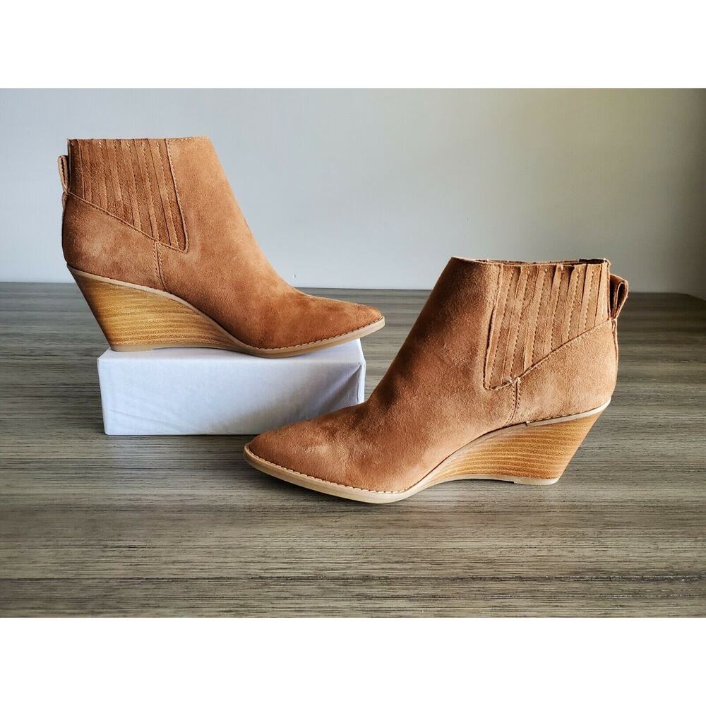 Calvin Klein, Women's Soft Leather Wedge Ankle Boots, Brown Size: 5.5M, New